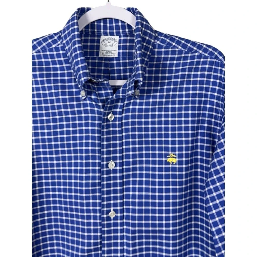 Brooks Brothers Men Original Polo Shirt Button Up Medium Slim Preppy Ivy League - Picture 3 of 7